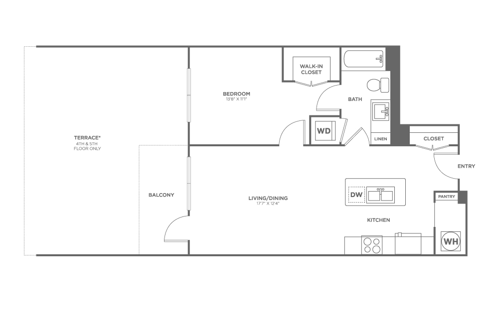 One Bedroom One Bath (738 SF) - One Bedroom One Bath (738 SF)