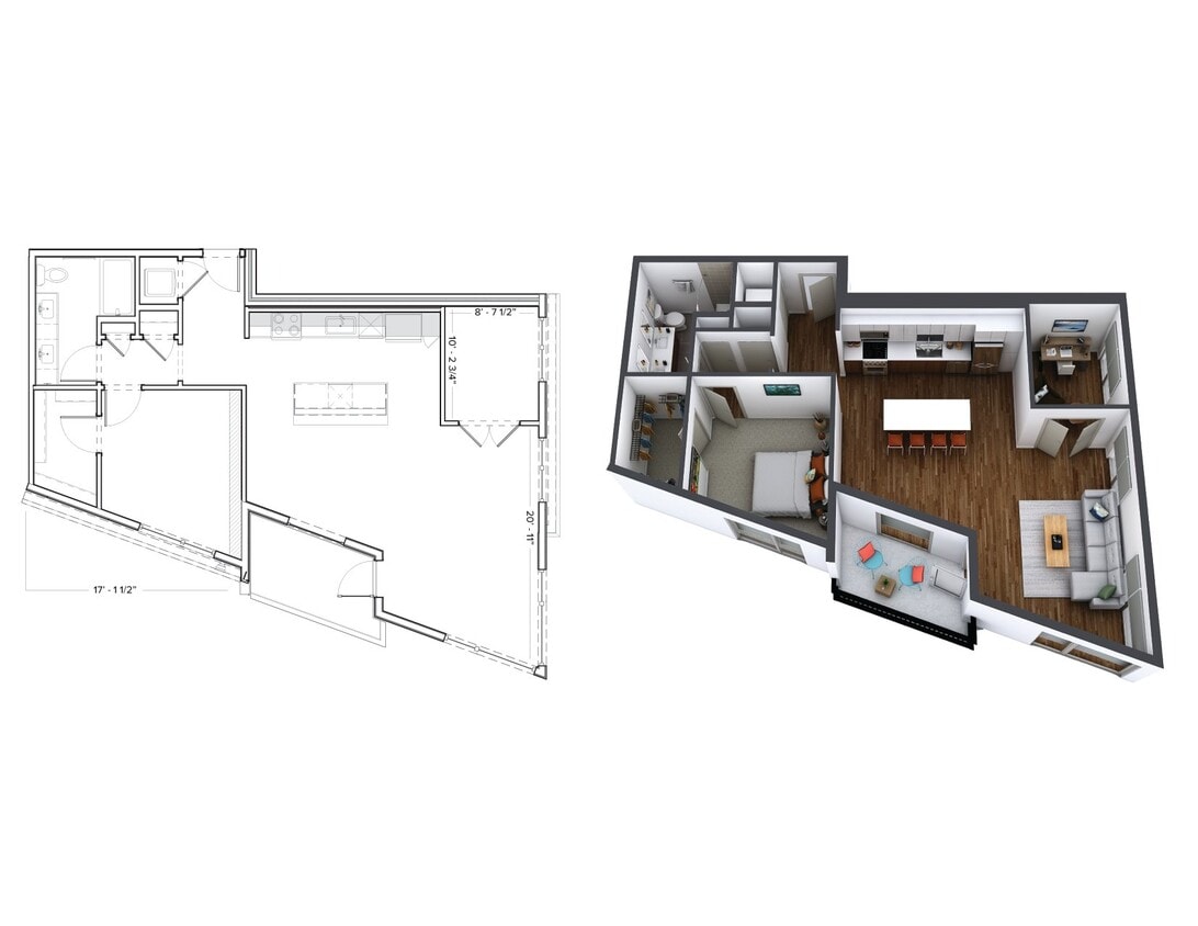 Floor Plan - 1 Bedroom Den A4