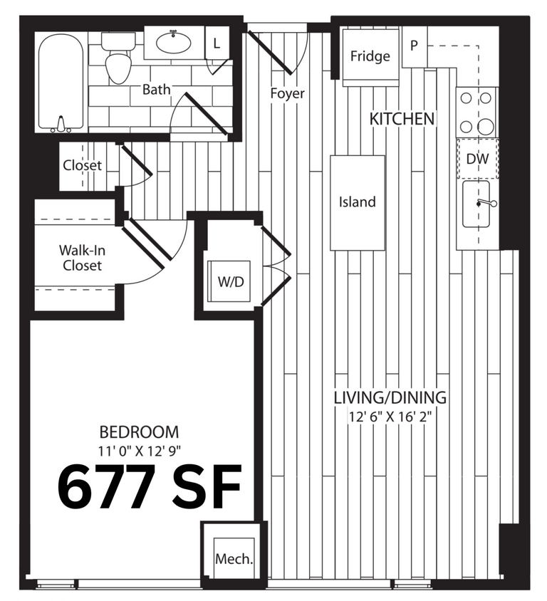 Floor Plan - One Bedroom Furnished 