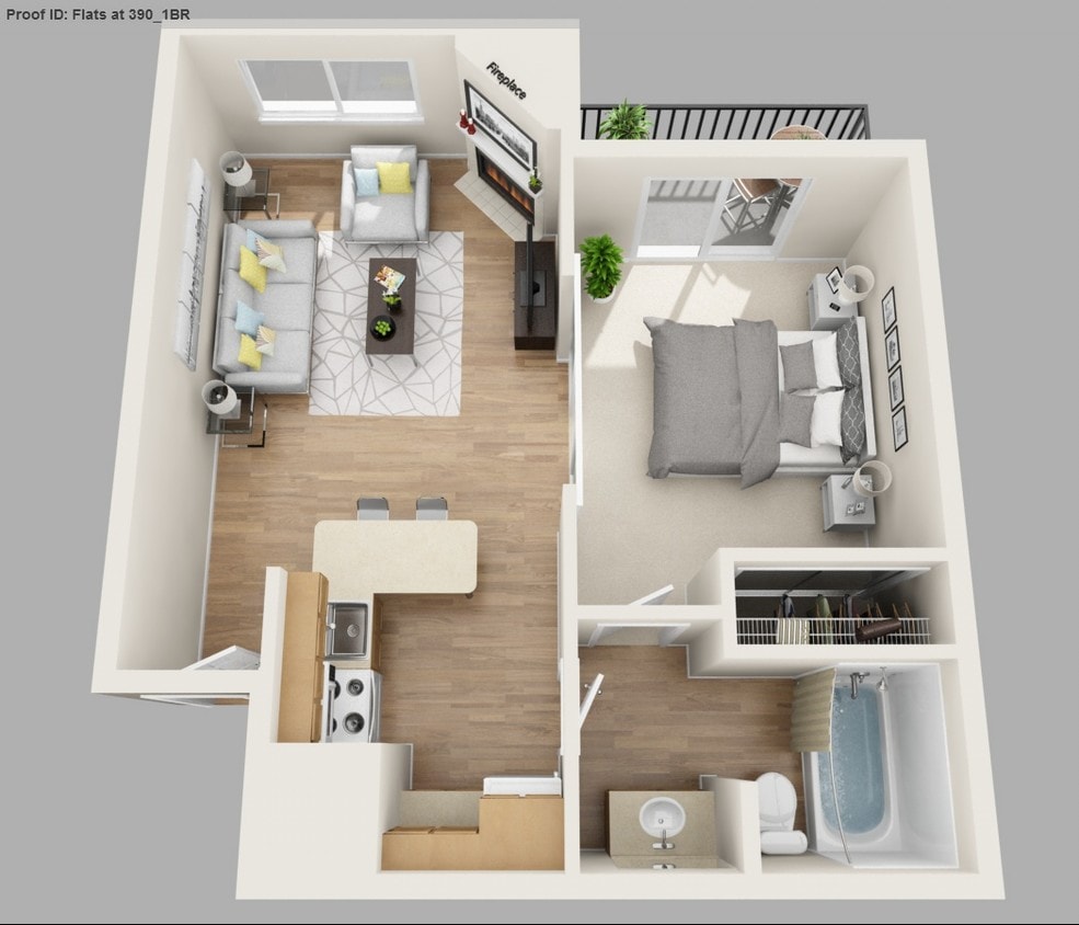 Floor Plan - 1 Bedroom - Renovated
