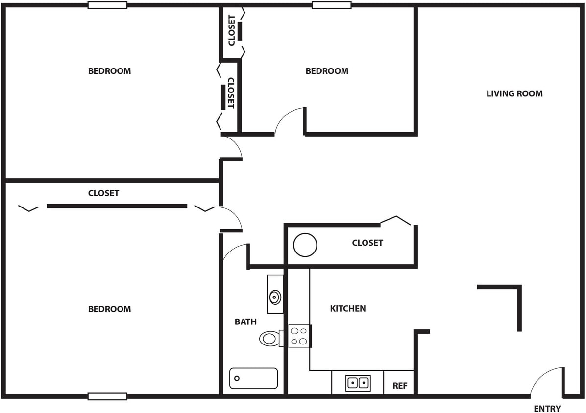 Floor Plan - 3-bed, 1-bath at Greenway
