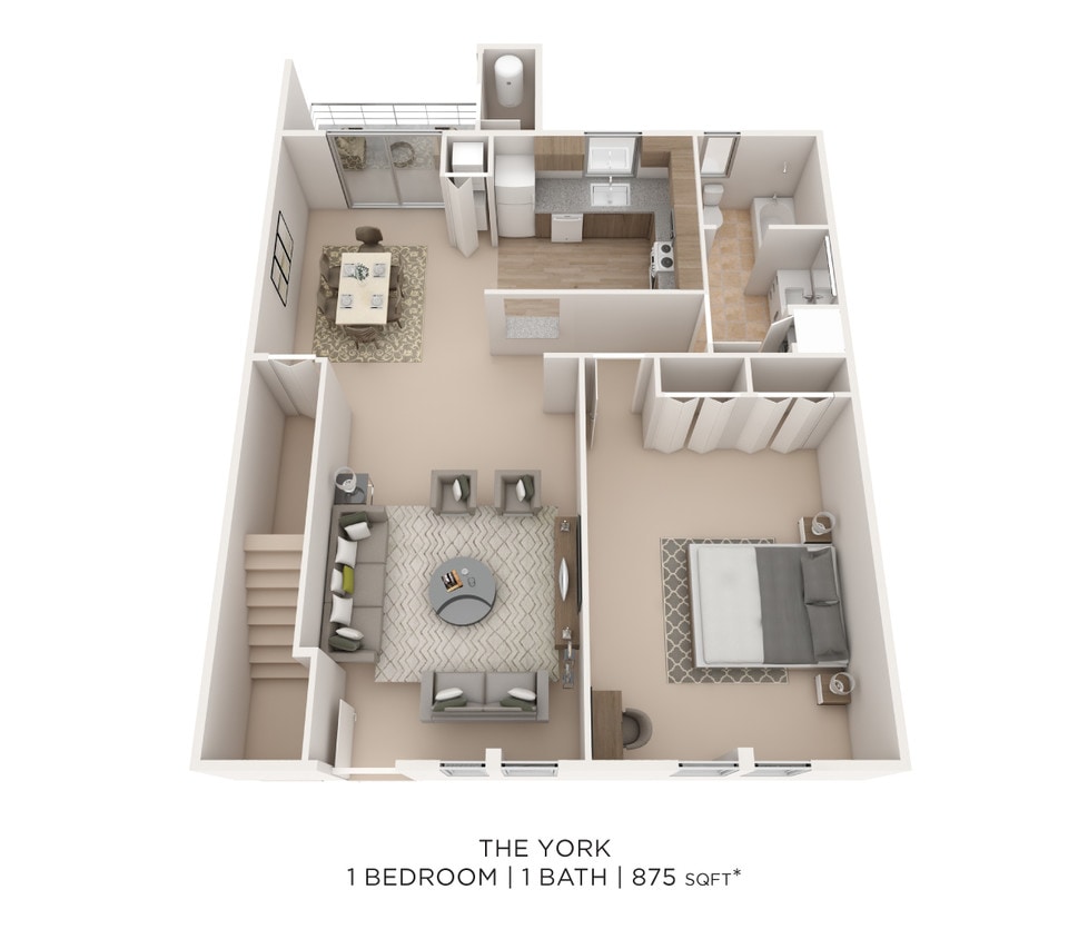 Floor Plan - One Bedroom - 875 sqft