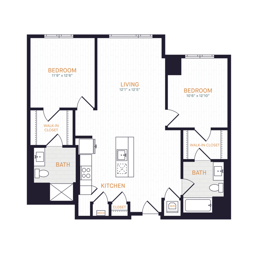 Floor Plan - B1 | 2 Bed | 2 Bath