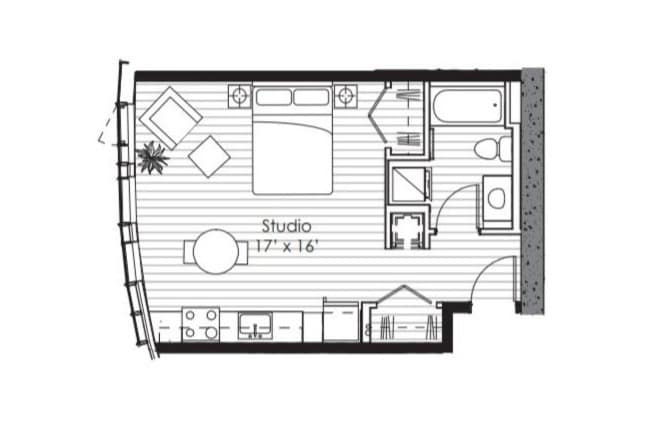 Floorplan X15; Levels 6-12, 15-17 - Studio H
