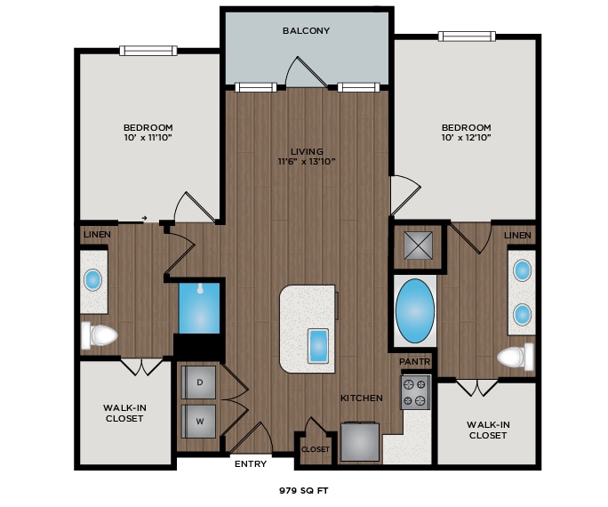 Floor Plan - 979 Sq Ft