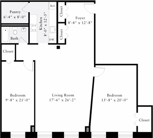 Floor Plan - The Lofts 2 Bedrooms NN