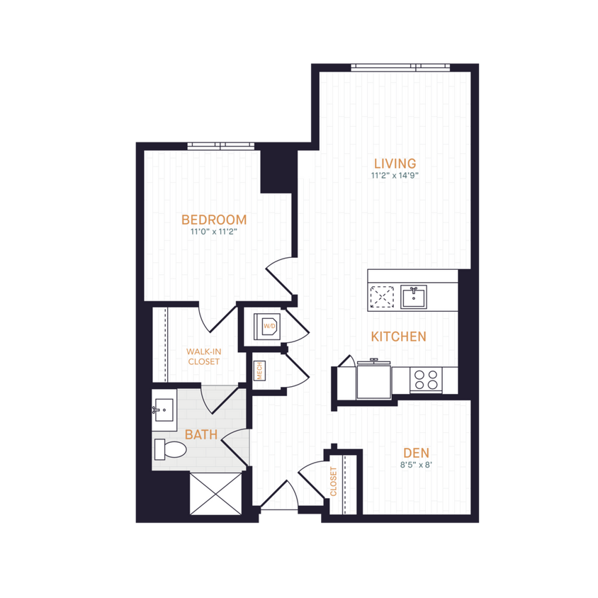 Floor Plan - A1.1 | 1 Bed | 1 Bath | Den
