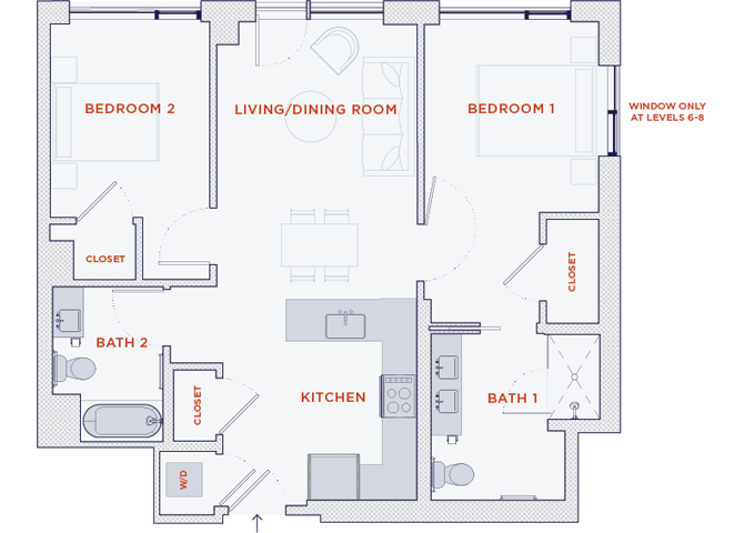 Floor Plan - 2 Bedroom | 922 sf