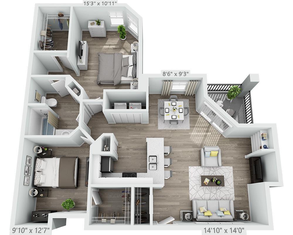Floor Plan - Two Bedroom B1A