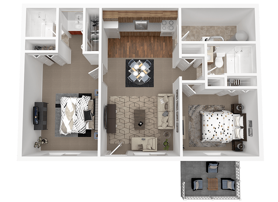 Floor Plan - Two Bed Two Bath M