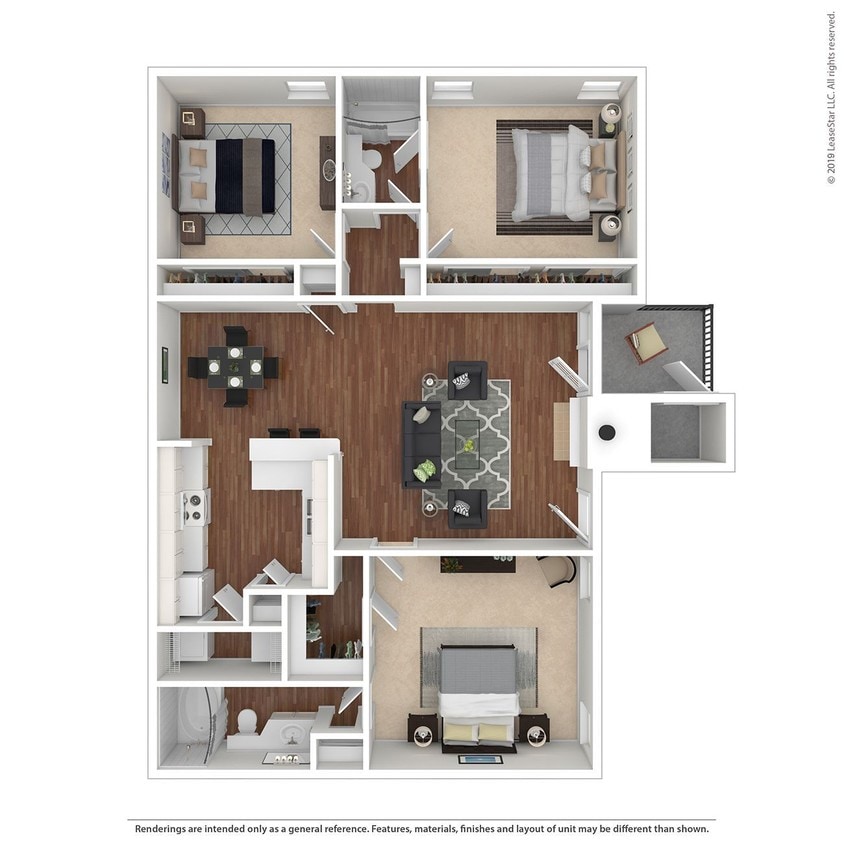Floor Plan - 3 Bed 2 Bath 1368 SqFt (1290 Net)