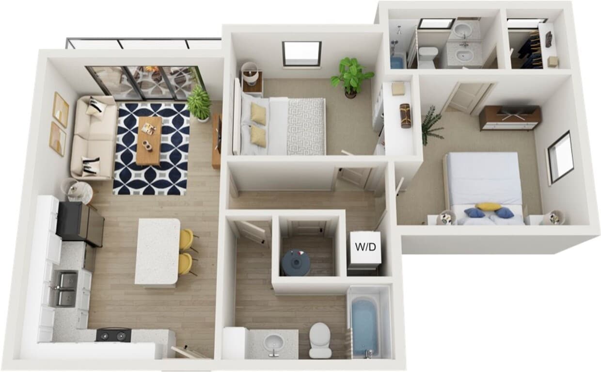 Floor Plan - 2 Bedroom 2 Bathroom Apartment