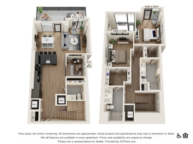 2 bed 2.5 bath | 1722 sq ft - Two Bedroom Two and Half Bath Townhouse (1722 SF)