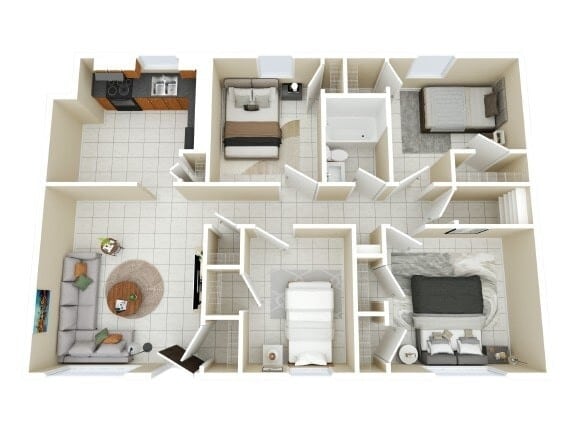 4 Bed, 1 Bath - 4BR - 1BTH