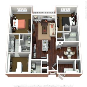 Floor Plan - 2 Bedroom + Study