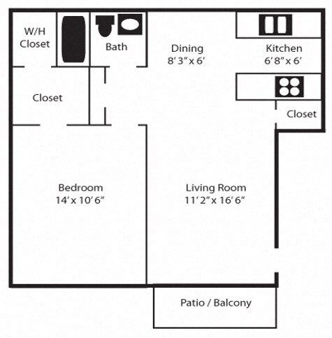 Floor Plan - 1 Bedroom / Phase 1 & 2