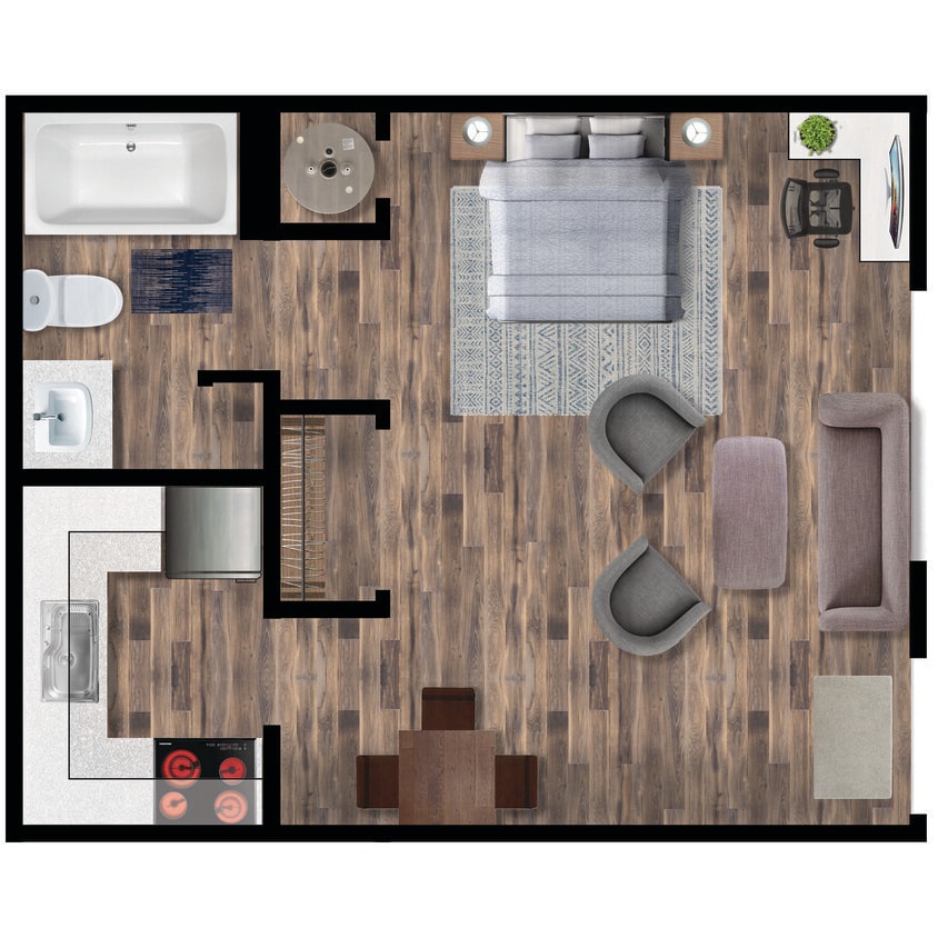 Floor Plan - Studio Premium Renovated