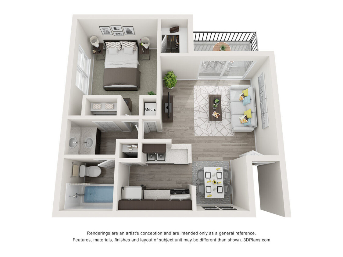 Floor Plan - 1 Bed 1 Bath