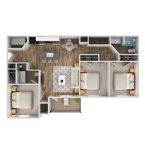 Floor Plan -  3 Bed 2 Bath