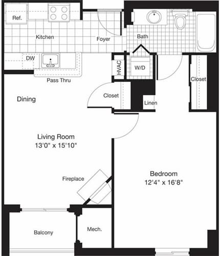 Floor Plan - 1 Bedroom L