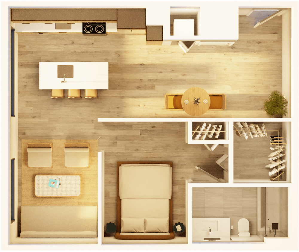 Floor Plan - West Jr 1 BR Sunset
