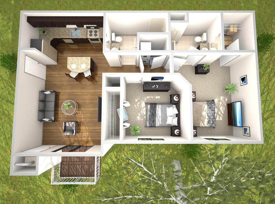 Floor Plan - 2 Bedroom Cattail