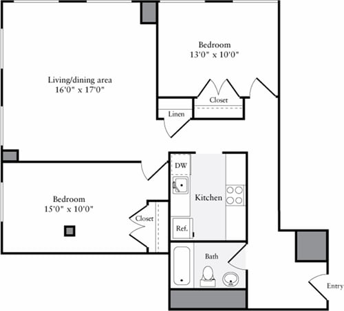 Floor Plan - The Lofts 2 Bedrooms O