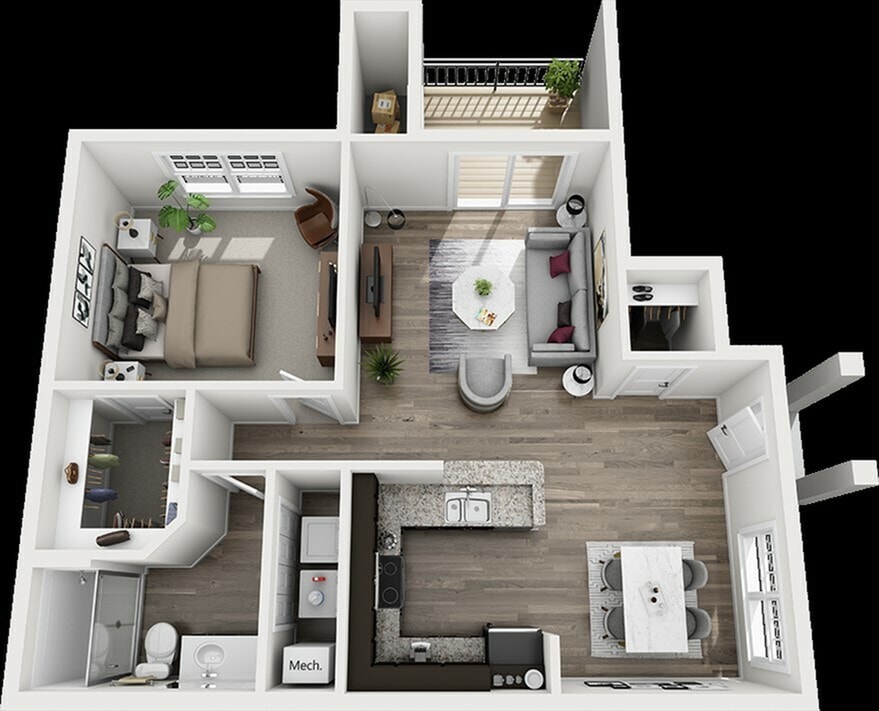 Mid1x1 - Unit B1 - One Bed/One Bath Phase 1 & 2 Classic