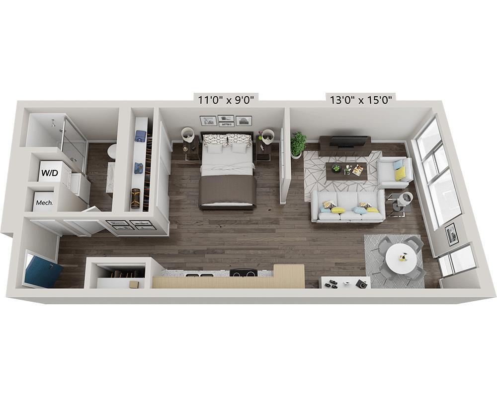 Floor Plan - One Bedroom A1E