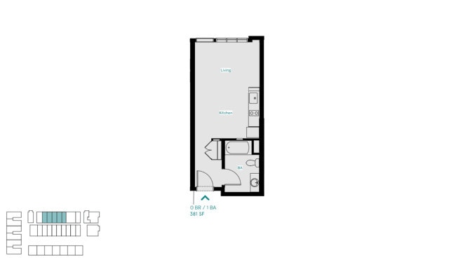 Floor Plan - Studio Furnished Garden Unit
