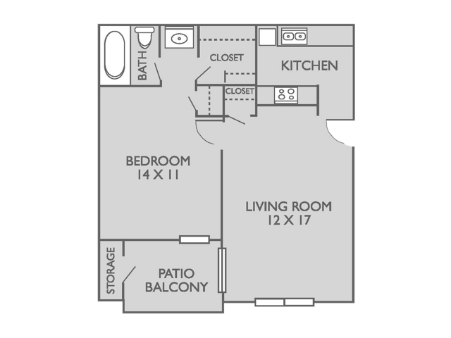 Turning Point floorplan - 1 Bed, 1 Bath