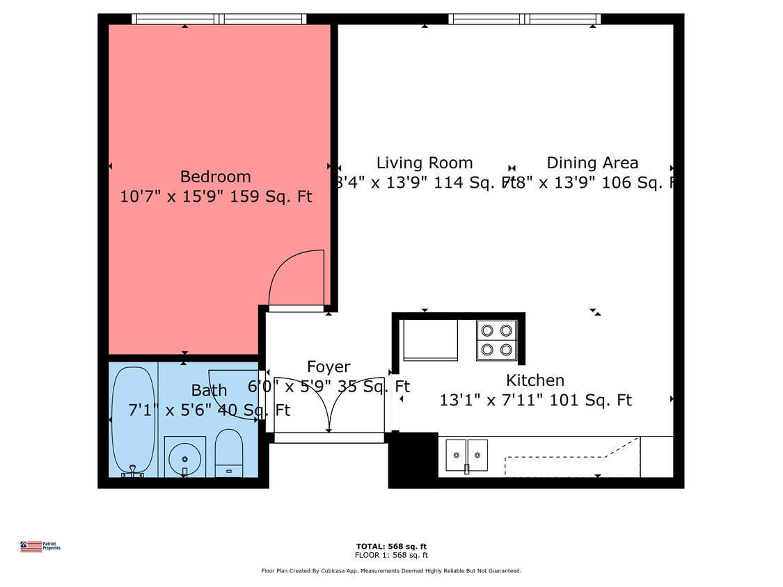 Floor Plan - 1 Bed/1 Bath