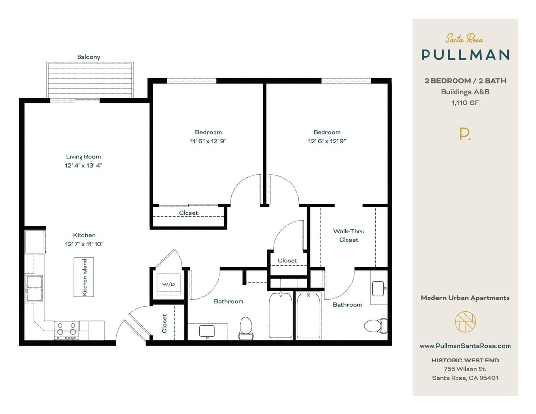 2BR Floorplan - 2 Bedroom 2 Bathroom A