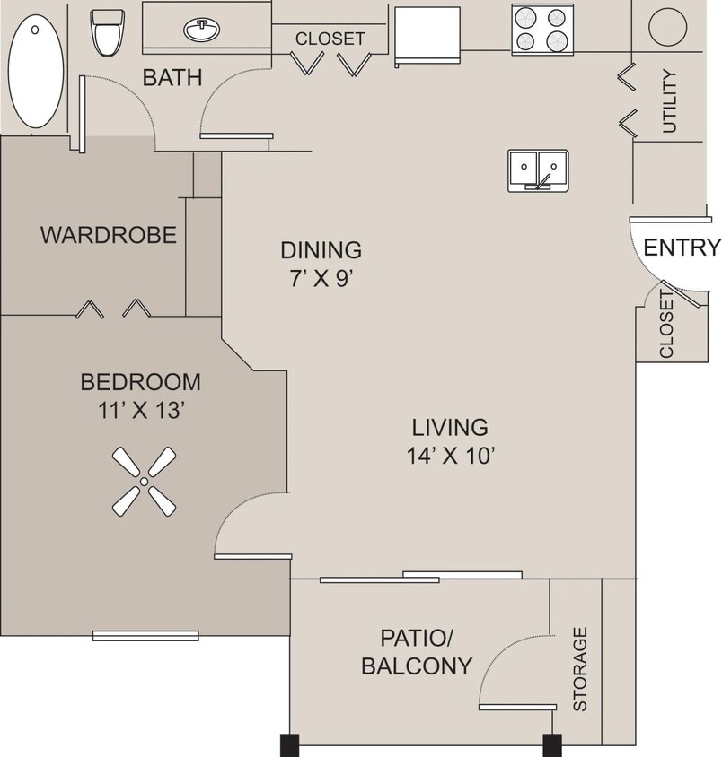 Floor Plan - 1 bed Model