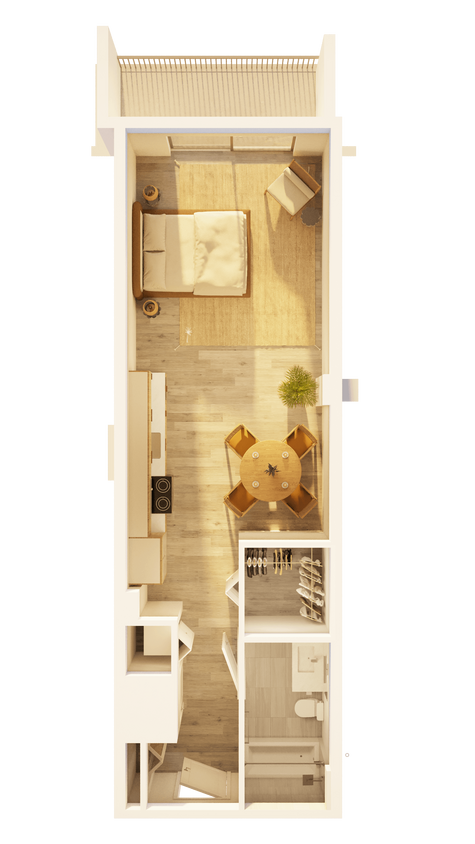 Floor Plan - West Studio Balcony on Promenade D