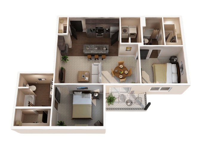 Floor Plan - 2 Bed 2 Bath X