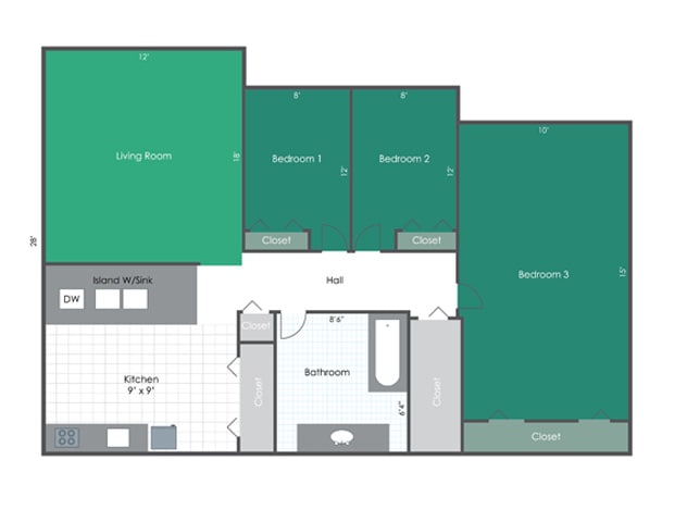 Floor Plan - Three Bed