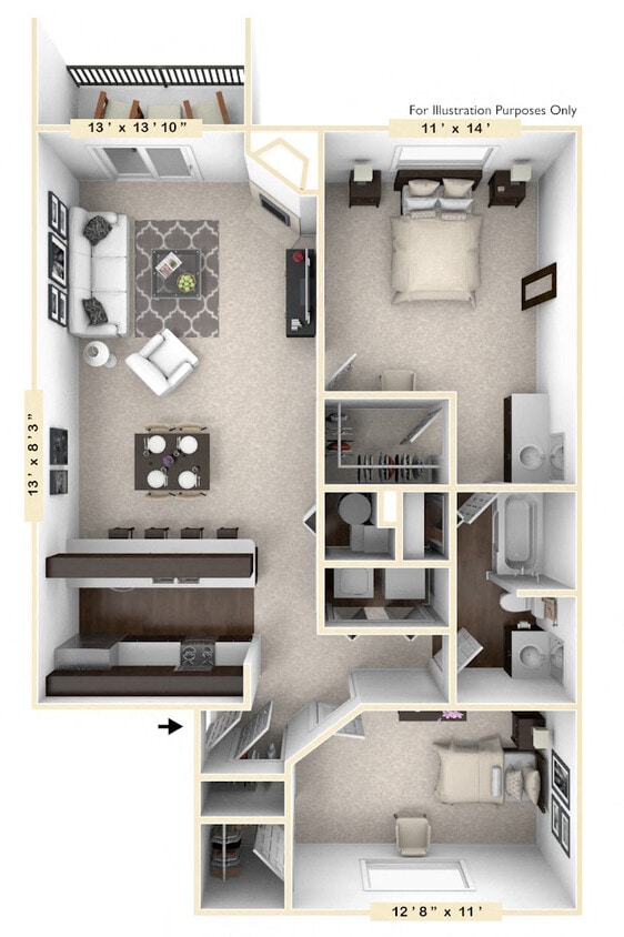 Floor Plan - The Shoreline 2 BR 1 BA