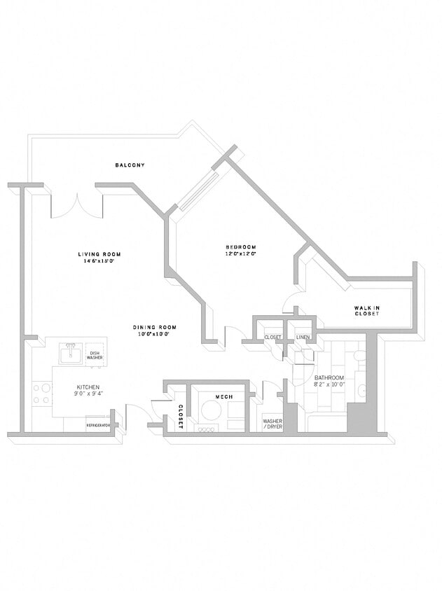 Floor Plan - 1 Bed 1 Bath A8