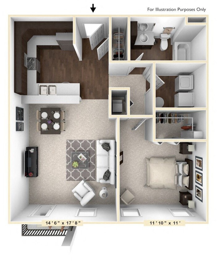 Floor Plan - The Beckman 1 BR 1 BA