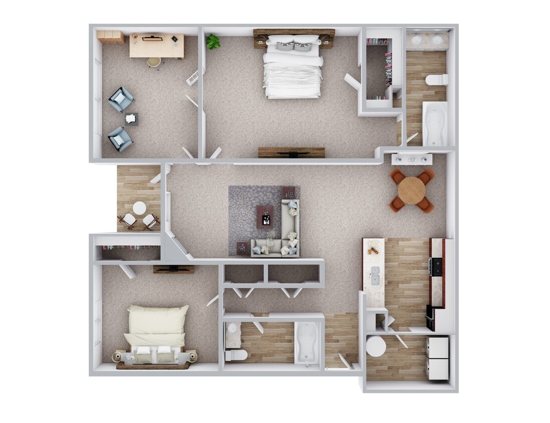 Floor Plan - Two Bed, Two Bath (B)