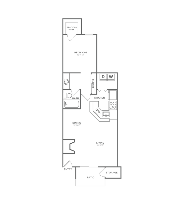 One Bedroom One Bath (693 SF) - One Bedroom One Bath (693 SF)