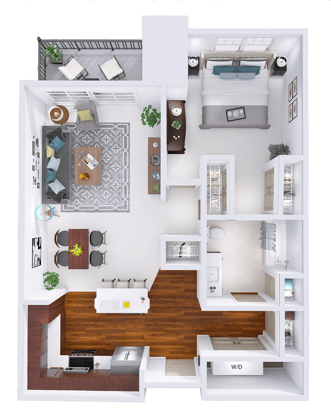 Floor Plan - WestTown - B2 - 1 Bed - 1 Bath