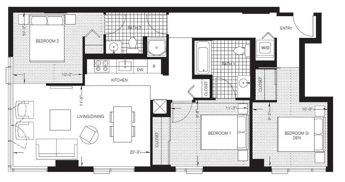 Floor Plan - Three Bedroom (C1)