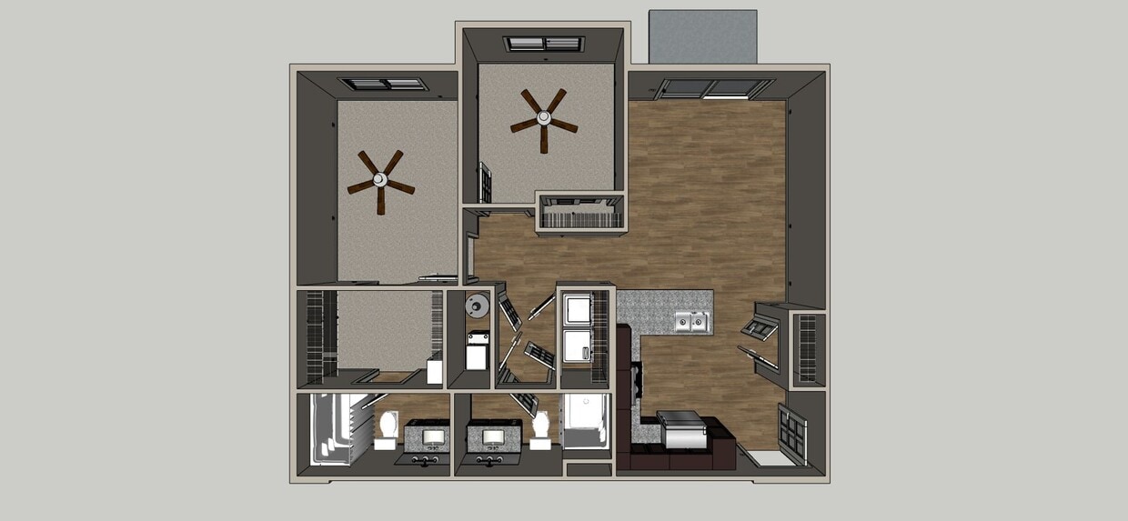Floor Plan - 2 Bedroom Adjacent - 3rd Floor