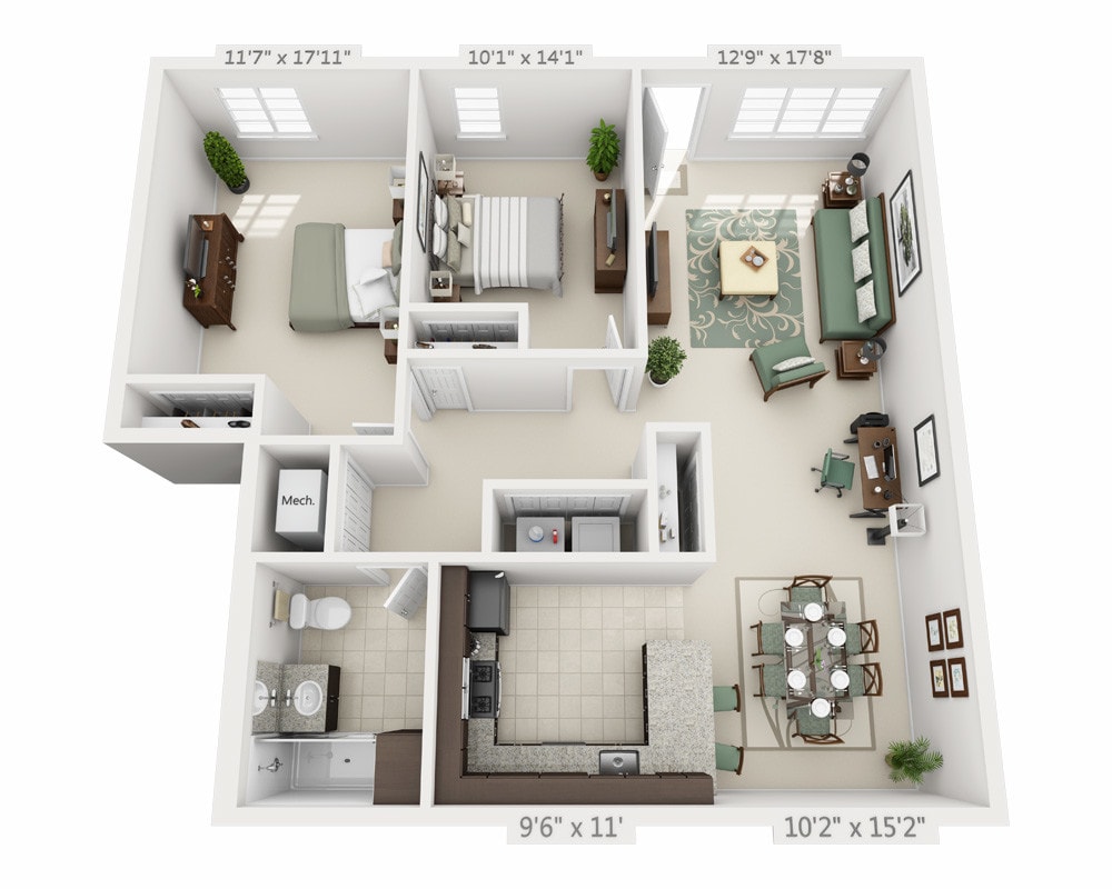 Floor Plan - Two Bedroom B1D