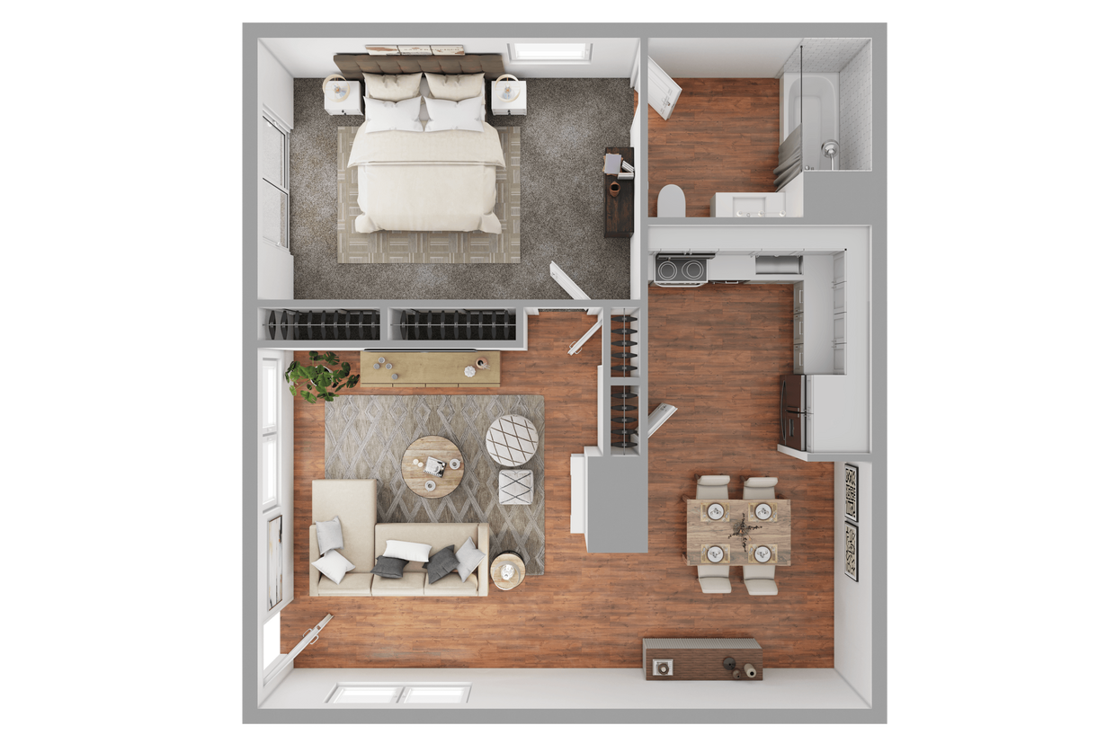 Floor Plan - 1 Bedroom/1 Bath B