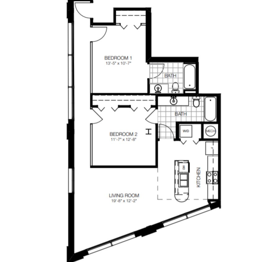 Floor Plan - UNIT 201B, 301B, 401B, 501B