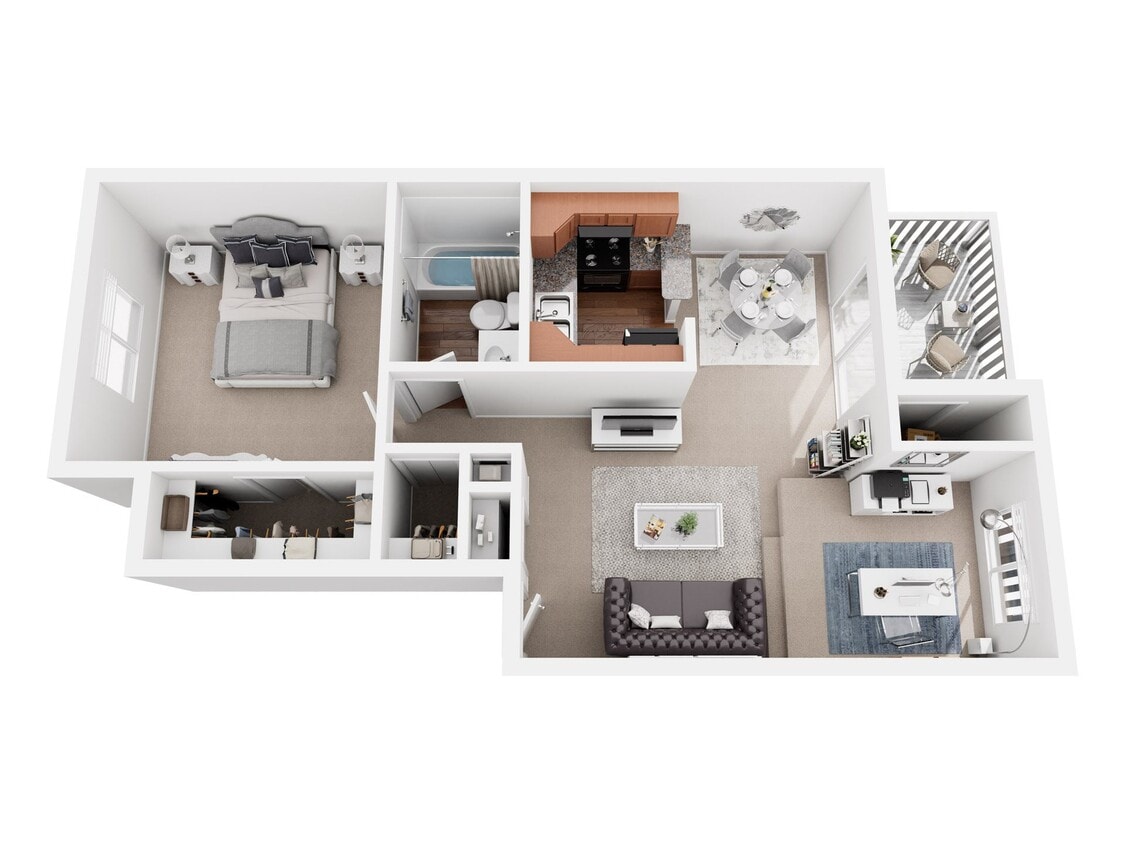 Floor Plan - 1 Bedroom 1 Bathroom 753 Sq. Ft.