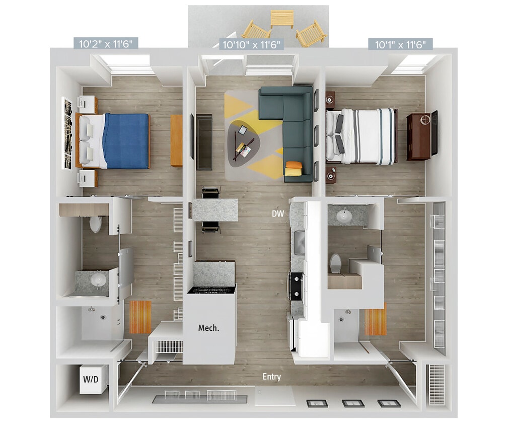 Floor Plan - B2-979SF-Apt124